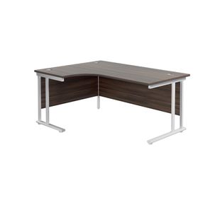 Jemini Radial Left Hand Cantilever Desk 1600x1200x730mm Dark Walnut/White KF807698