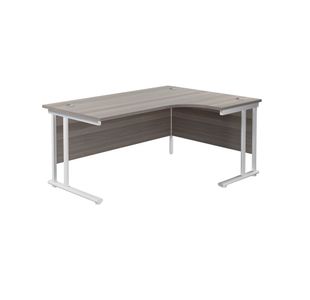 Jemini Radial Right Hand Cantilever Desk 1600x1200x730mm Grey Oak/White KF807711