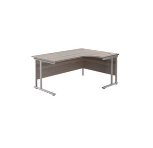 Jemini Radial Right Hand Cantilever Desk 1800x1200x730mm Grey Oak/Silver KF807834