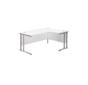Jemini Radial Right Hand Cantilever Desk 1800x1200x730mm White/Silver KF807858