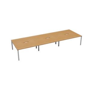 Jemini 6 Person Bench Desk 3600x1600x730mm Beech/White KF808787