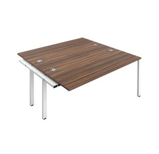 Jemini 2 Person Extension Bench Desk 1400x1600x730mm Dark Walnut/White KF809012