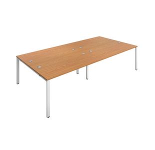 Jemini 4 Person Bench Desk 2800x1600x730mm Nova Oak/White KF809104