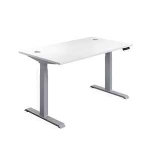 Jemini Sit/Stand Height Adjustable Desk 1200x800 Wht/Slv KF809739
