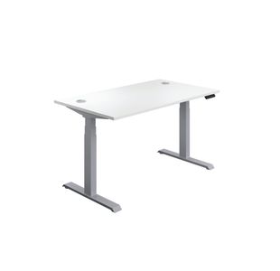 Jemini Sit/Stand Height Adjustable Desk 1600x800 Wht/Slv KF809975