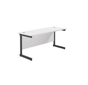 Jemini Rectangular Single Upright Cantilever Desk 1600x600x730mm White/Black KF810858