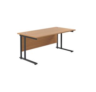 Jemini Rectangular Single Upright Cantilever Desk 1600x800x730mm Nova Oak/Black KF810919