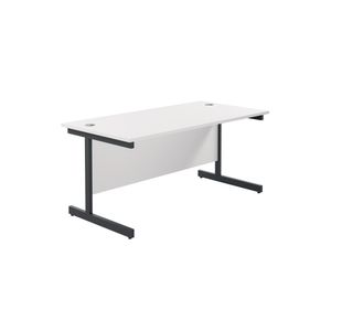 Jemini Rectangular Single Upright Cantilever Desk 1600x800x730mm White/Black KF810926