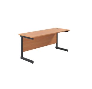 Jemini Rectangular Single Upright Cantilever Desk 1800x600x730mm Beech/Black KF810933