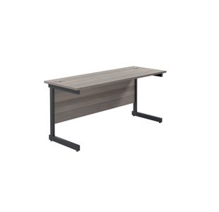 Jemini Rectangular Single Upright Cantilever Desk 1800x600x730mm Grey Oak/Black KF810964