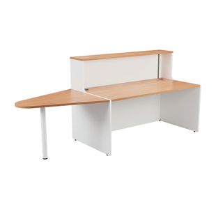 Jemini Reception Unit with Extension 1400x800x740mm Beech/White KF816364