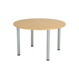 Jemini Circular Meeting Table 1200x1200x730mm Nova Oak/Silver KF816585