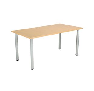 Jemini Rectangular Meeting Table 1600x800x730mm Nova Oak/Silver KF816647