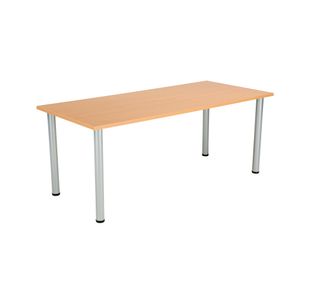 Jemini Rectangular Meeting Table 1800x800x730mm Beech/Silver KF816654