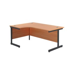 Jemini Radial Left Hand Single Upright Cantilever Desk 1600x1200x730mm Beech/Black KF819615
