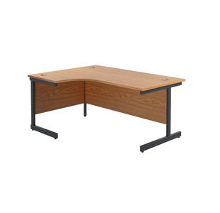 Jemini Radial Left Hand Single Upright Cantilever Desk 1600x1200x730mm Nova Oak/Black KF819660