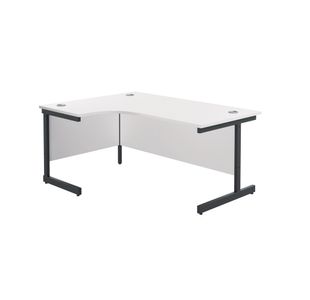 Jemini Radial Left Hand Single Upright Cantilever Desk 1600x1200x730mm White/Black KF819677
