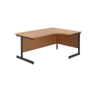 Jemini Radial Right Hand Single Upright Cantilever Desk 1600x1200x730mm Nova Oak/Black KF819738
