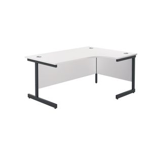 Jemini Radial Right Hand Single Upright Cantilever Desk 1600x1200x730mm White/Black KF819745