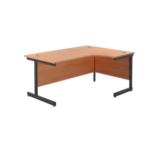 Jemini Radial Right Hand Single Upright Cantilever Desk 1800x1200x730mm Beech/Black KF819820