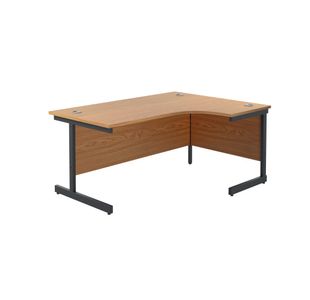 Jemini Radial Right Hand Single Upright Cantilever Desk 1800x1200x730mm Nova Oak/Black KF819875