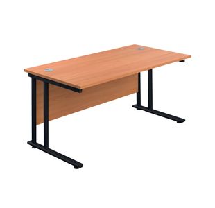 Jemini Rectangular Double Upright Cantilever Desk 1600x800mm Beech/Black KF820130