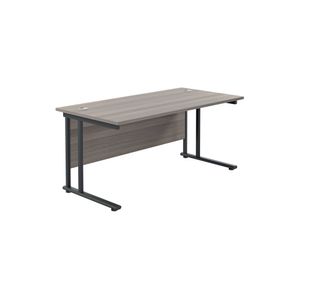Jemini Rectangular Double Upright Cantilever Desk 1600x800mm Grey Oak/Black KF820154