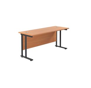 Jemini Rectangular Double Upright Cantilever Desk 1800x600x730mm Beech/Black KF820192