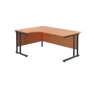 Jemini Radial Left Hand Double Upright Cantilever Desk 1600x1200x730mm Beech/Black KF820376