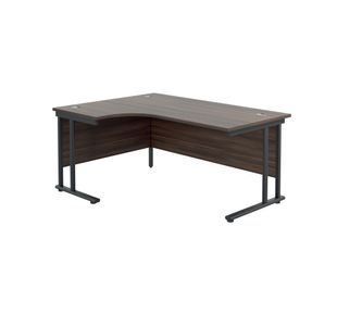 Jemini Radial Left Hand Double Upright Cantilever Desk 1600x1200x730mm Dark Walnut/Black KF820383
