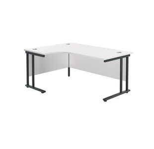 Jemini Radial Left Hand Double Upright Cantilever Desk 1600x1200x730mm White/Black KF820420
