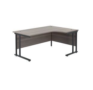 Jemini Radial Right Hand Double Upright Cantilever Desk 1600x1200x730mm Grey Oak/Black KF820451