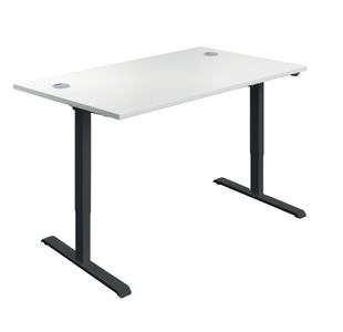 Jemini SM Sit/Stand Height Adjustable Desk 1400x800 Wht/Blk KF820486