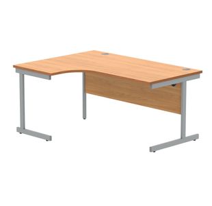 Polaris Left Hand Radial SU Cantilever Desk 1600x1200x730mm Norwegian Beech/Silver KF821380