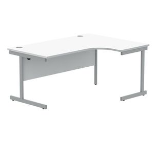Polaris Right Hand Radial SU Cantilever Desk 1600x1200x730mm Arctic White/Silver KF821470