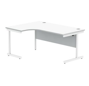 Polaris Left Hand Radial Single Upright Cantilever Desk 1600x1200x730mm Arctic White/White KF821480