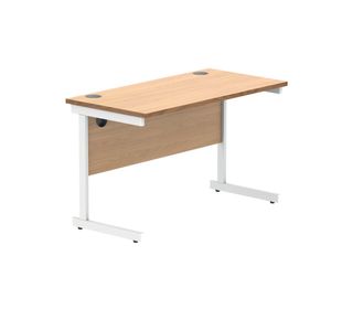 Polaris Rectangular Single Upright Cantilever Desk 1200x600x730mm Norwegian Beech/White KF821600