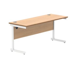 Polaris Rectangular Single Upright Cantilever Desk 1600x600x730mm Norwegian Beech/White KF821620