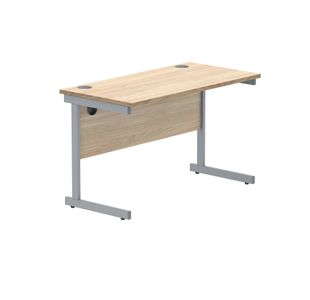 Polaris Rectangular Single Upright Cantilever Desk 1200x600x730mm Canadian Oak/Silver KF821660