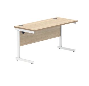 Polaris Rectangular Single Upright Cantilever Desk 1400x600x730mm Canadian Oak/White KF821730