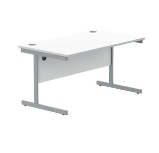 Polaris Rectangular Single Upright Cantilever Desk 1400x800x730mm Arctic White/White KF821880