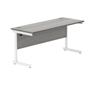 Polaris Rectangular Single Upright Cantilever Desk 1600x600x730mm Alaskan Grey Oak/White KF821980