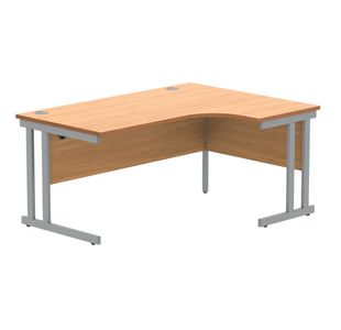 Polaris Right Hand Radial DU Cantilever Desk 1600x1200x730mm Norwegian Beech/Silver KF822090