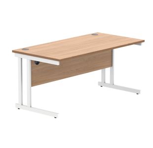 Polaris Rectangular Double Upright Cantilever Desk 1600x800x730mm Norwegian Beech/White KF822150
