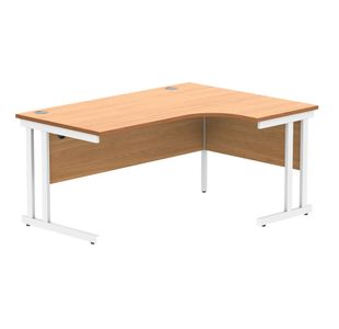 Polaris Right Hand Radial DU Cantilever Desk 1600x1200x730mm Norwegian Beech/White KF822170