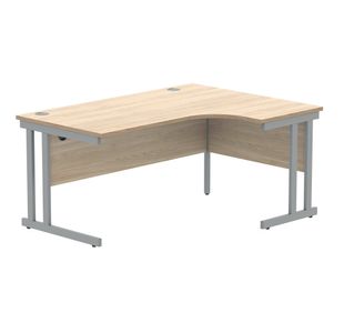 Polaris Right Hand Radial DU Cantilever Desk 1600x1200x730mm Canadian Oak/Silver KF822250