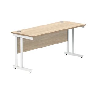 Polaris Rectangular Double Upright Cantilever Desk 1600x600x730mm Canadian Oak/White KF822280