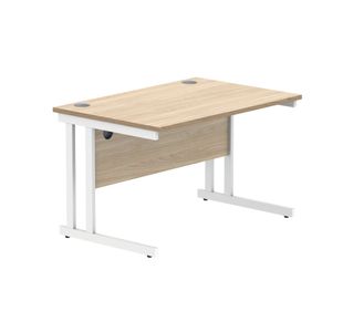 Polaris Rectangular Double Upright Cantilever Desk 1200x800x730mm Canadian Oak/White KF822290