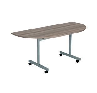Jemini D-End Tilt Table 1600x800x720mm Grey Oak/Silver KF822493