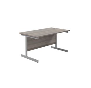 Jemini Single Upright Rectangular Desk 1200x800x730mm Grey Oak/Silver KF822631